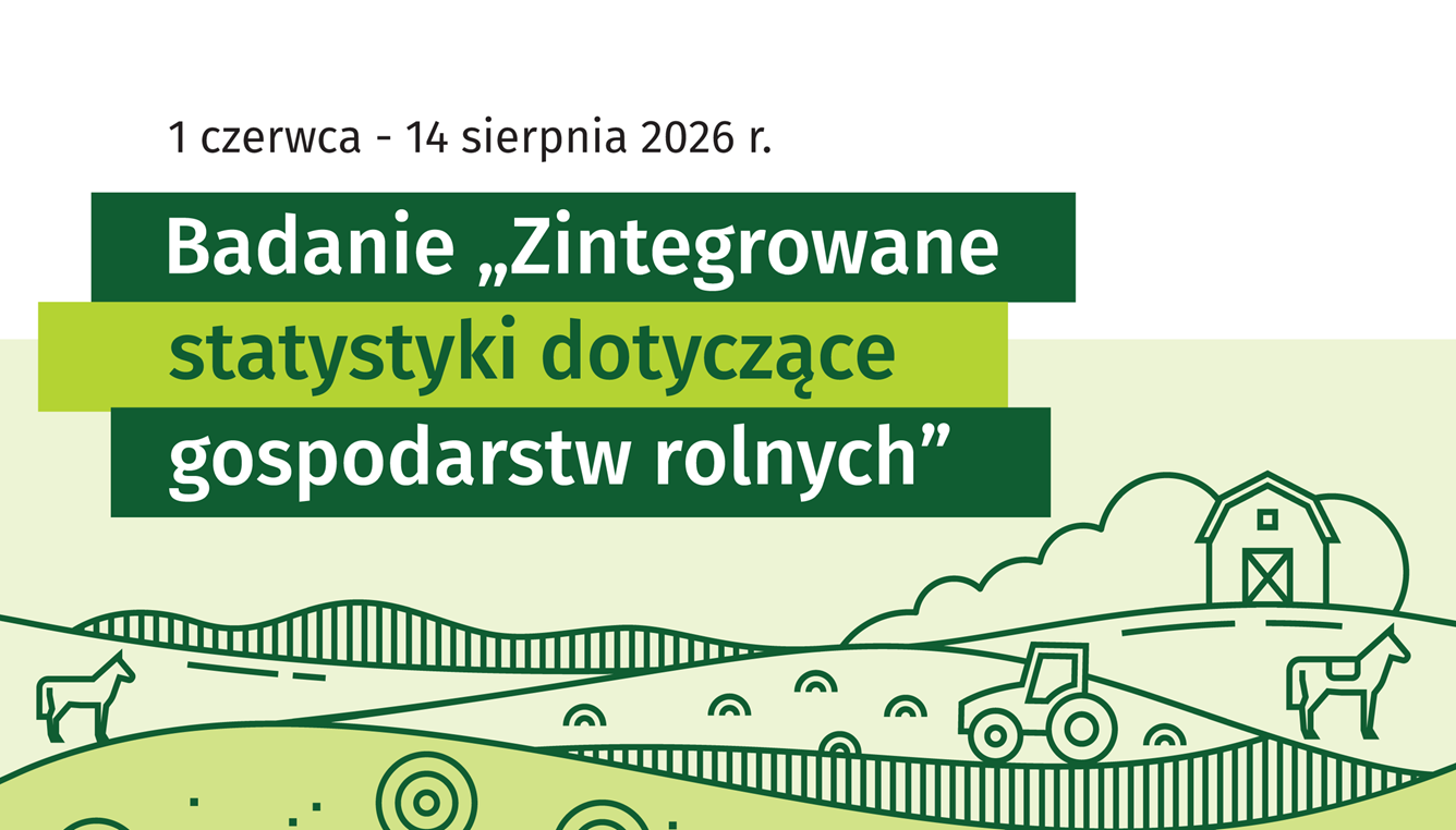 Grafika przedstawiająca badanie pn. "Zintegrowane statystyki dotyczące gospodarstw rolnych"